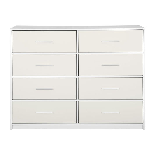 45" White Wood Steel And Fabric Eight Drawer Double Dresser
