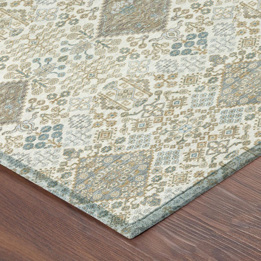 10' X 14' Ivory And Copper Geometric Washable Indoor Outdoor Area Rug HomeRoots