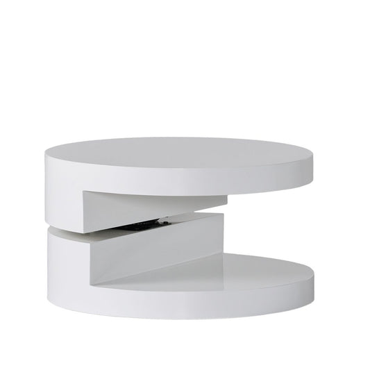 38" White Wood Oval Pedestal Coffee Table