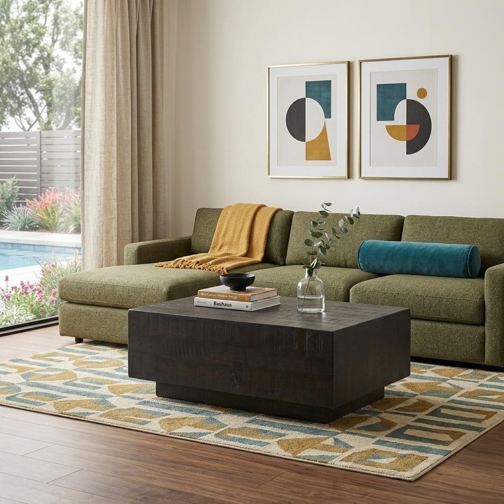 48" Dark Brown Solid Wood Block Coffee Table HomeRoots