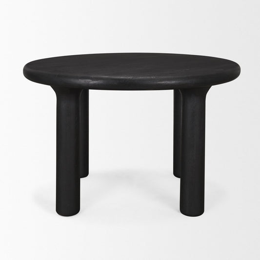 48" Black Solid Wood Round Top Dining Table