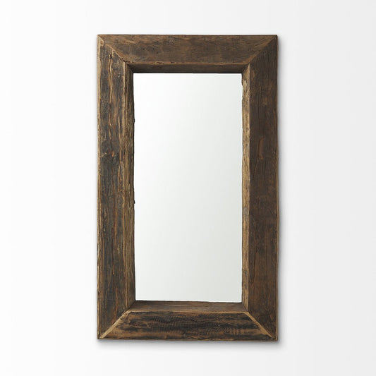 86" Brown Solid Wood Wall Mounted And Leaning Framed Full Length Mirror