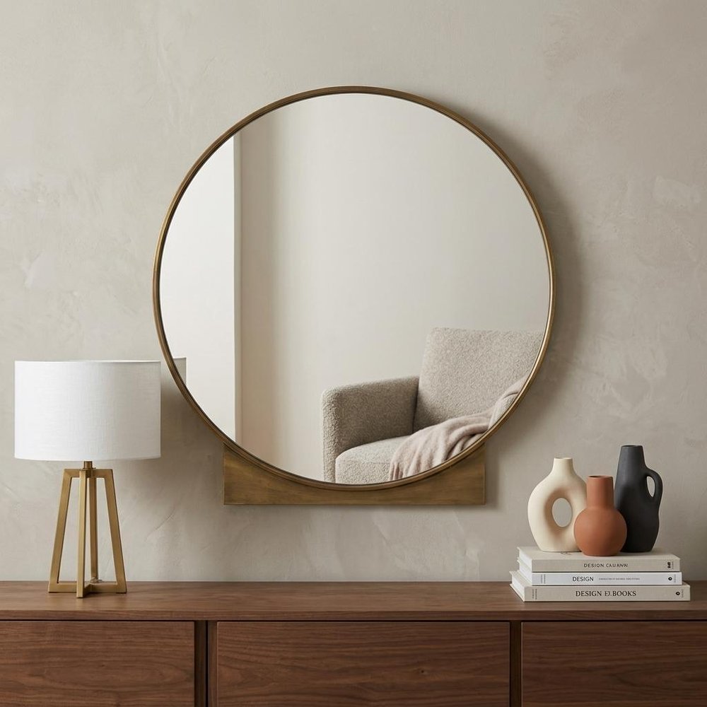 38" Gunmetal Metal Round And Rectangle Framed Accent Mirror HomeRoots