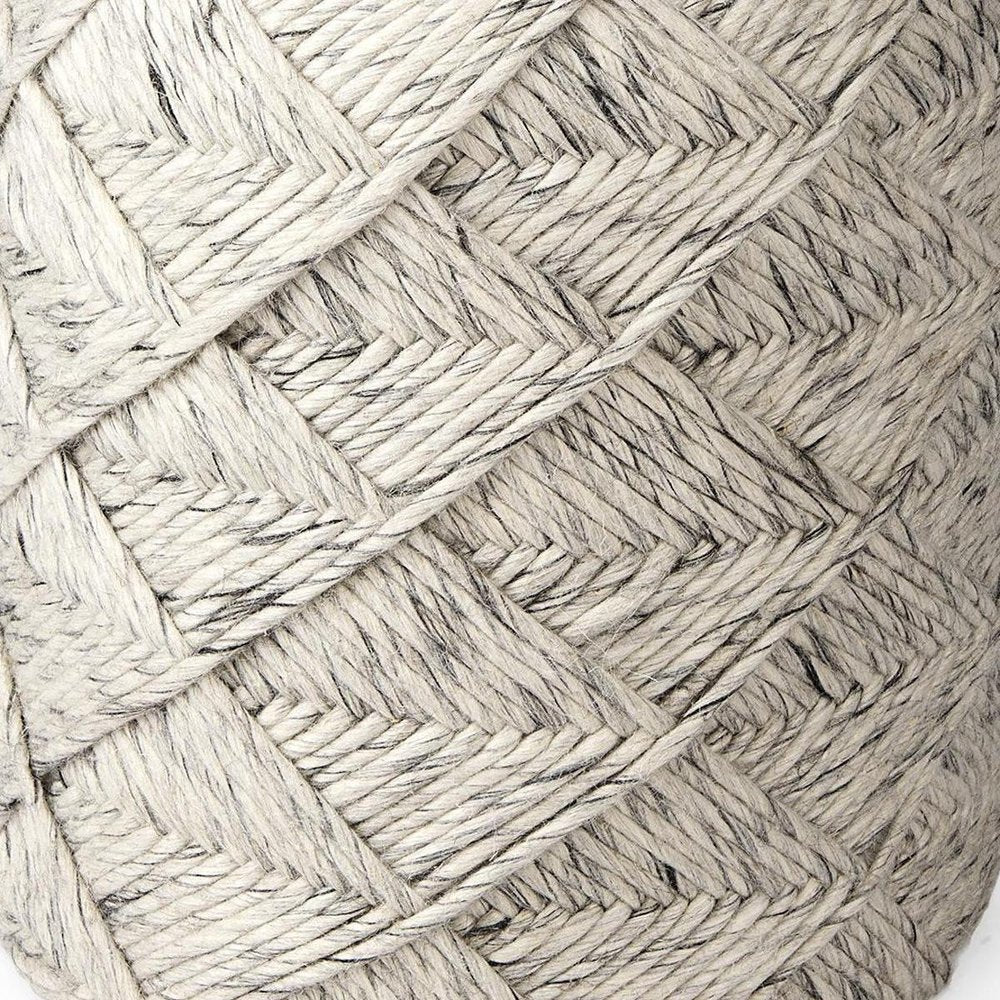 16" Beige and Gray Wool Chevron Round Pouf Ottoman HomeRoots