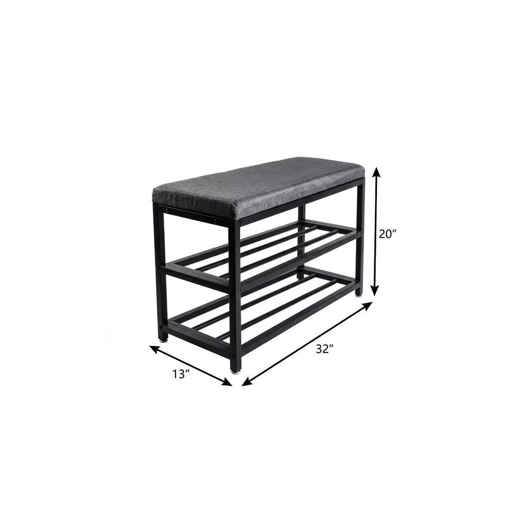 Black Six Pair MetalShoe Storage Bench HomeRoots