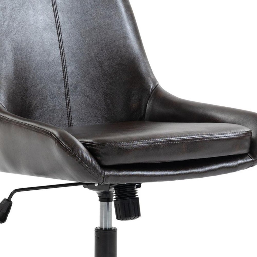 Dark Brown and Black Adjustable Height Swivel Rolling Office Chair HomeRoots