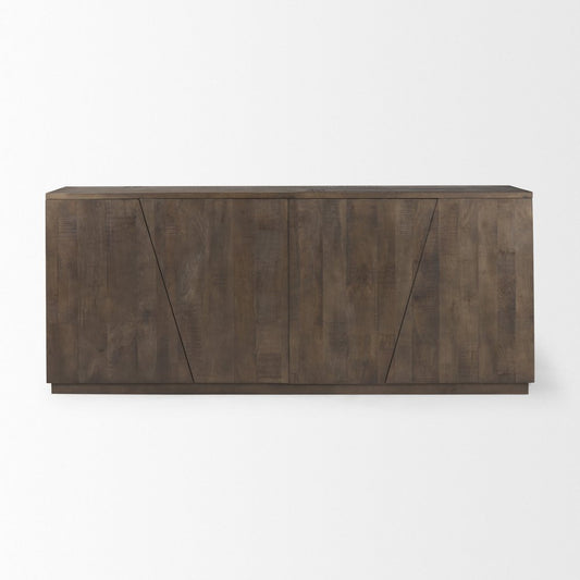 82" Brown Solid Wood Sideboard With Four Doors