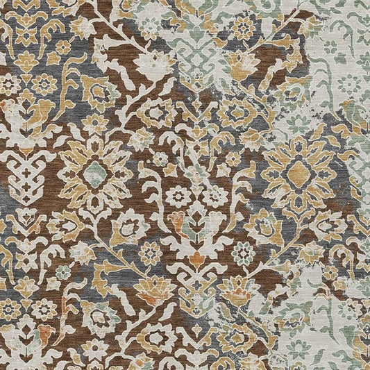 10' X 14' Chocolate And Ivory Geometric Washable Indoor Outdoor Area Rug