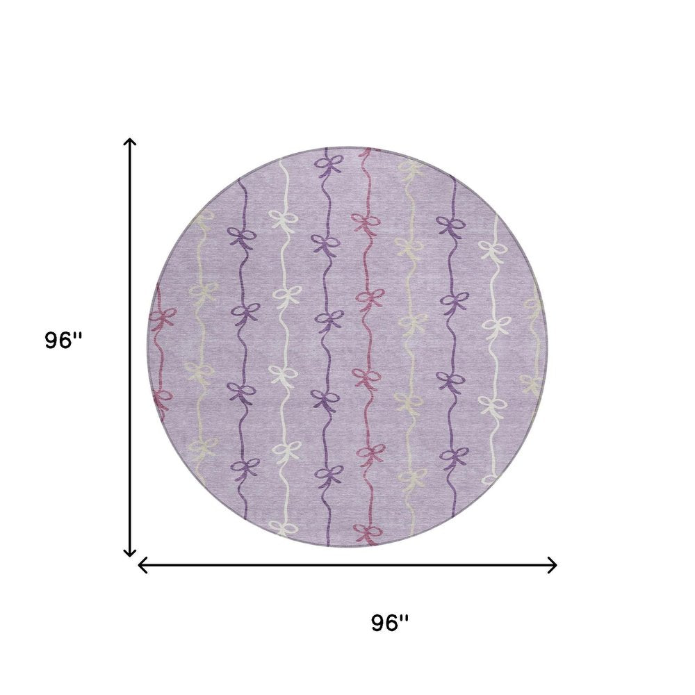 8' Lavender And Mauve Round Southwestern Washable Indoor Outdoor Area Rug HomeRoots