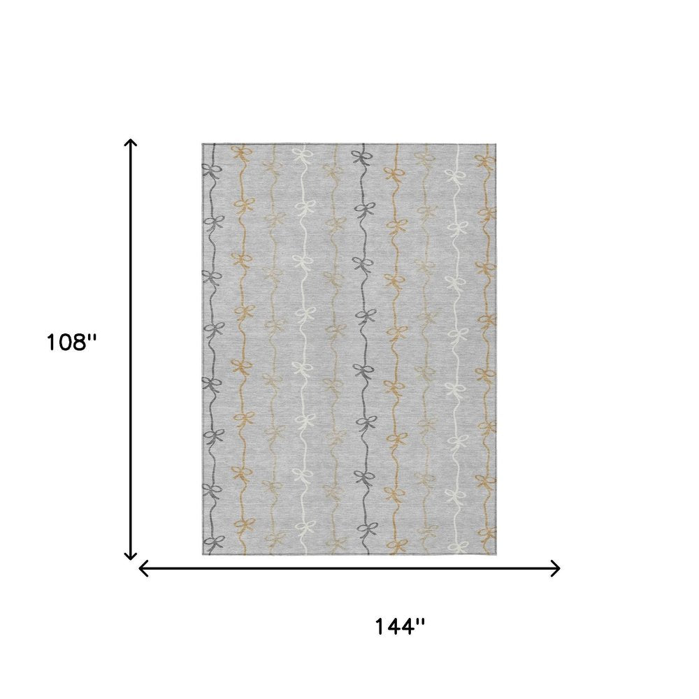 9' X 12' Silver And Gray Southwestern Washable Indoor Outdoor Area Rug HomeRoots