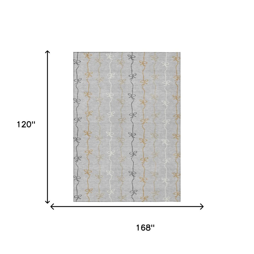 10' X 14' Silver And Gray Southwestern Washable Indoor Outdoor Area Rug HomeRoots
