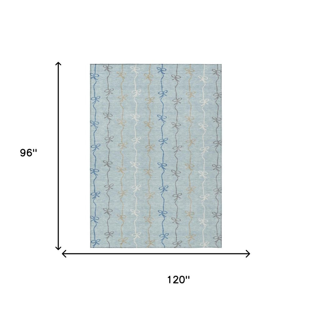 8' X 10' Sky Blue And Denim Blue Southwestern Washable Indoor Outdoor Area Rug HomeRoots