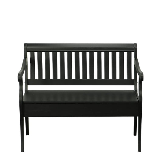 42" Black Solid Wood Storage Bench With Flip Top