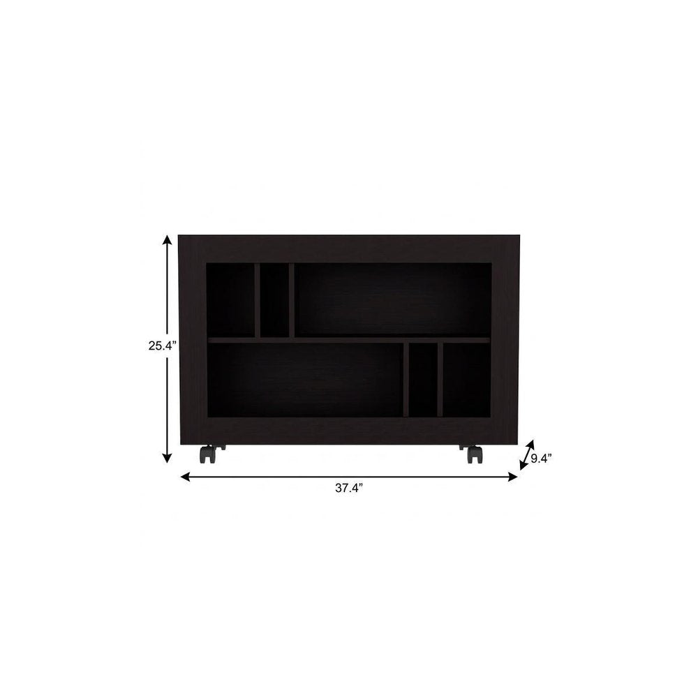 25" Black Wood Five Tier Bookcase HomeRoots