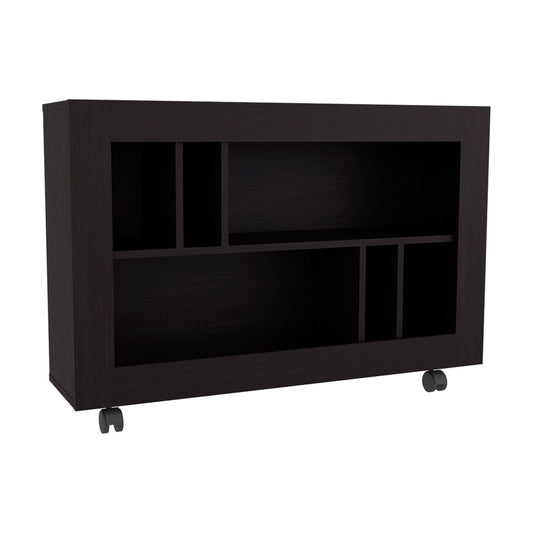 25" Black Wood Five Tier Bookcase