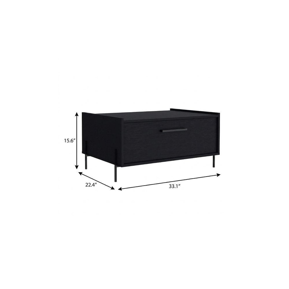 33" Black Wood Coffee Table