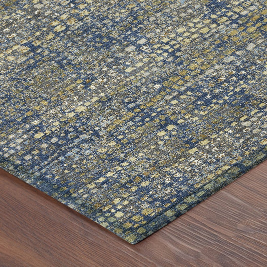 10' X 14' Navy Blue And Blue Abstract Washable Indoor Outdoor Area Rug HomeRoots