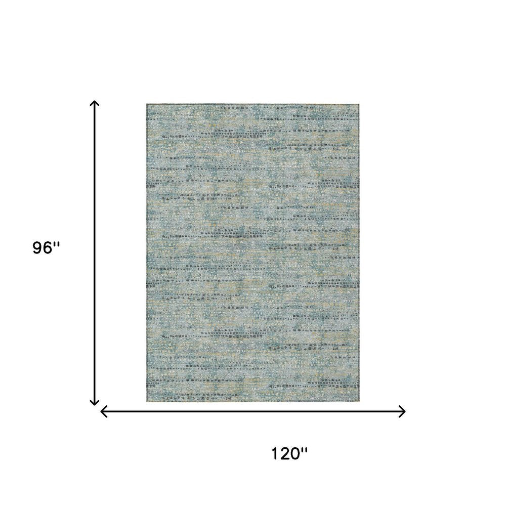 8' X 10' Teal Blue And Pewter Abstract Washable Indoor Outdoor Area Rug HomeRoots