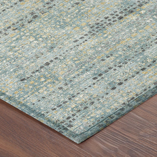 10' X 14' Teal Blue And Pewter Abstract Washable Indoor Outdoor Area Rug HomeRoots