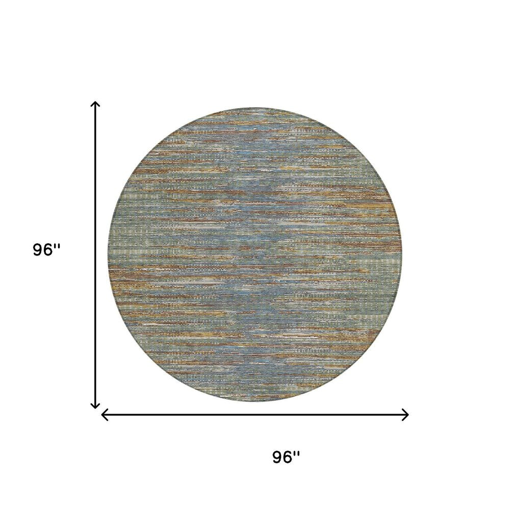 8' Green And Gray Round Abstract Washable Indoor Outdoor Area Rug HomeRoots