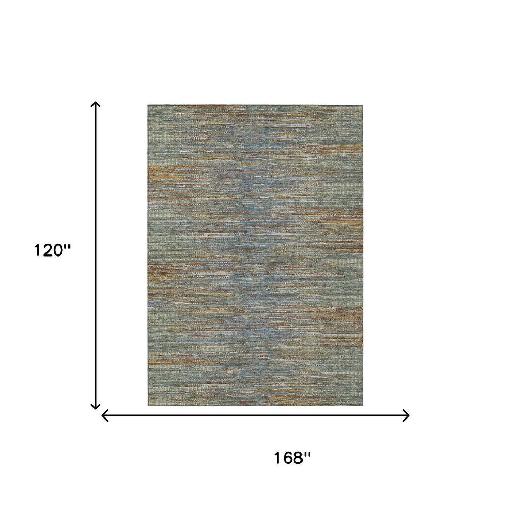 10' X 14' Green And Gray Abstract Washable Indoor Outdoor Area Rug HomeRoots