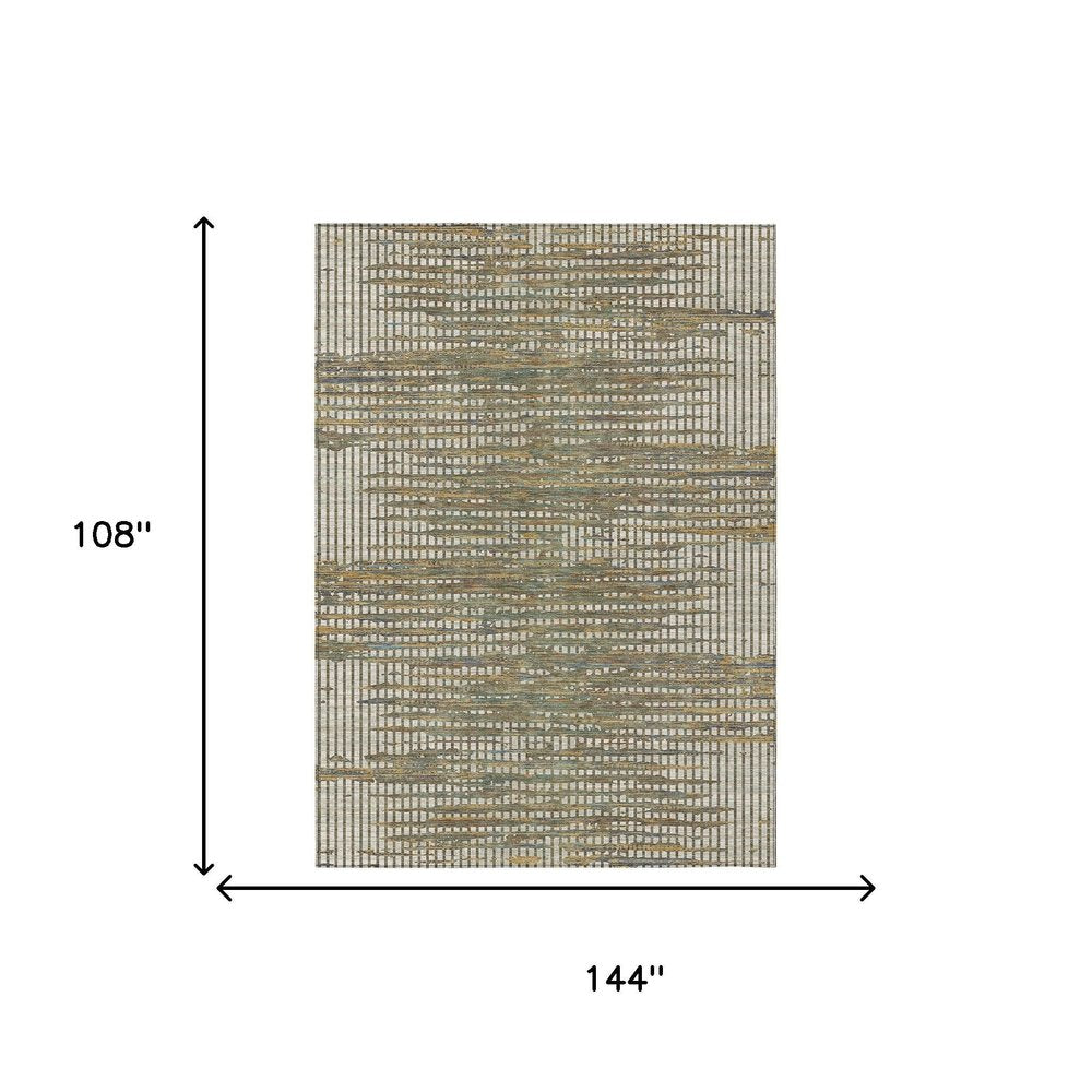 9' X 12' Beige And Brown Abstract Washable Indoor Outdoor Area Rug HomeRoots