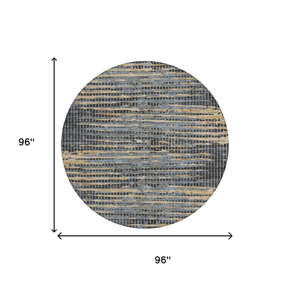 8' Black And Graphite Round Abstract Washable Indoor Outdoor Area Rug HomeRoots