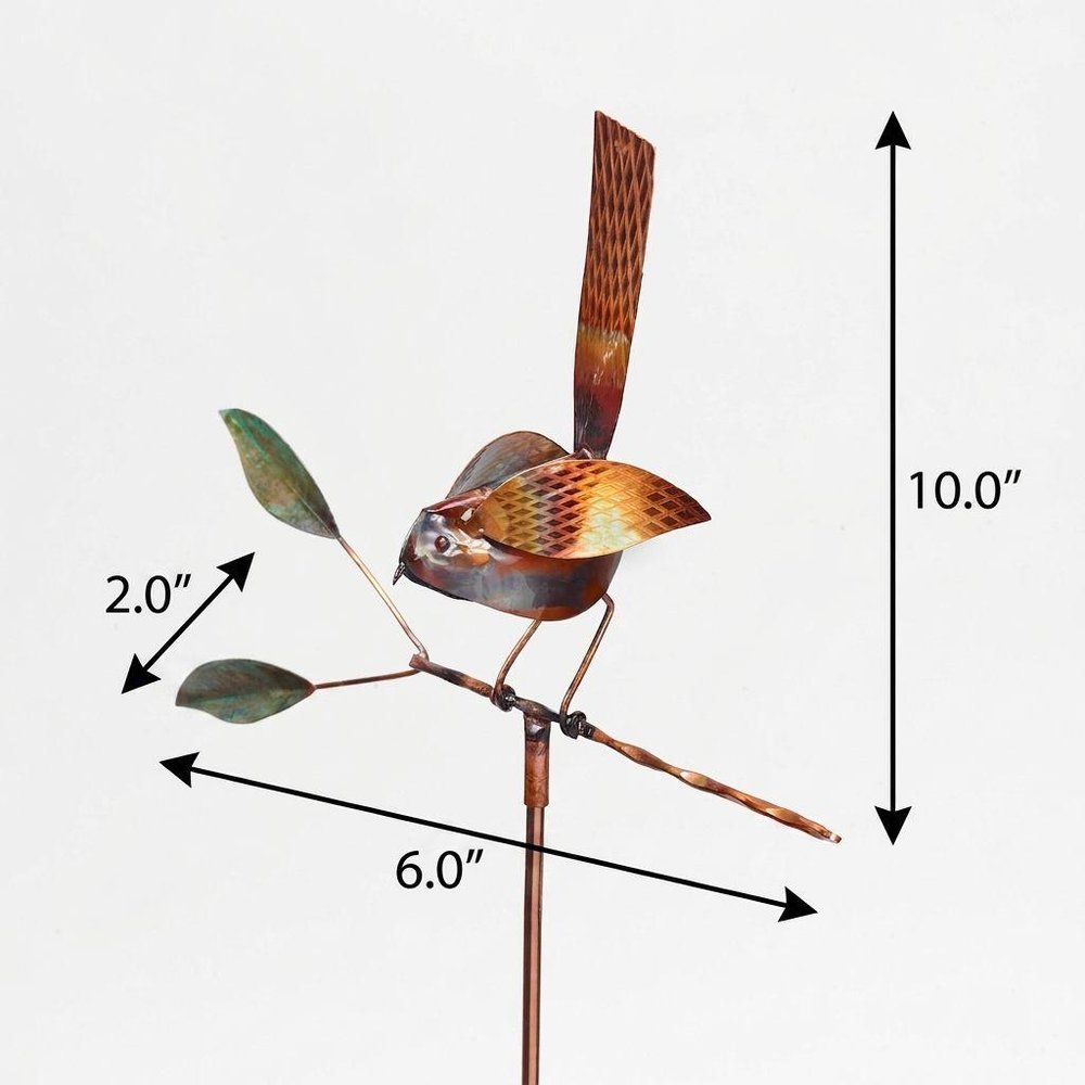 10" Copper Birds Garden Stake