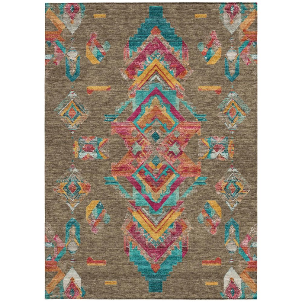 8' X 10' Brown And Ivory Tribal Washable Indoor Outdoor Area Rug HomeRoots