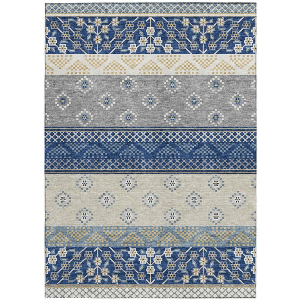 10' X 14' Navy Blue And Copper Striped Washable Indoor Outdoor Area Rug HomeRoots