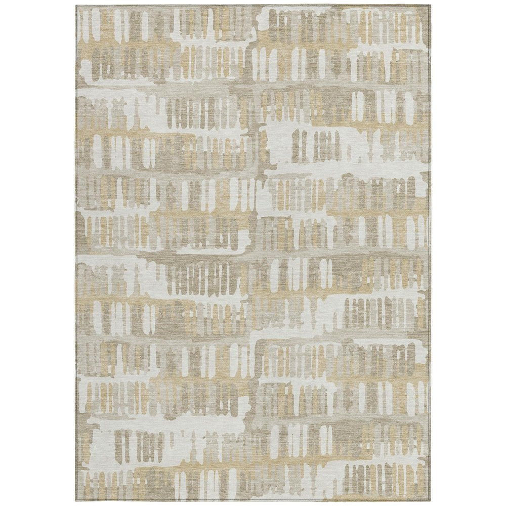 5' X 8' Ivory And Gray Abstract Washable Indoor Outdoor Area Rug HomeRoots