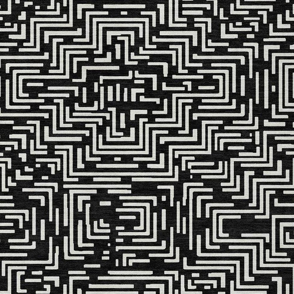 5' X 8' Black And Silver Geometric Washable Indoor Outdoor Area Rug HomeRoots