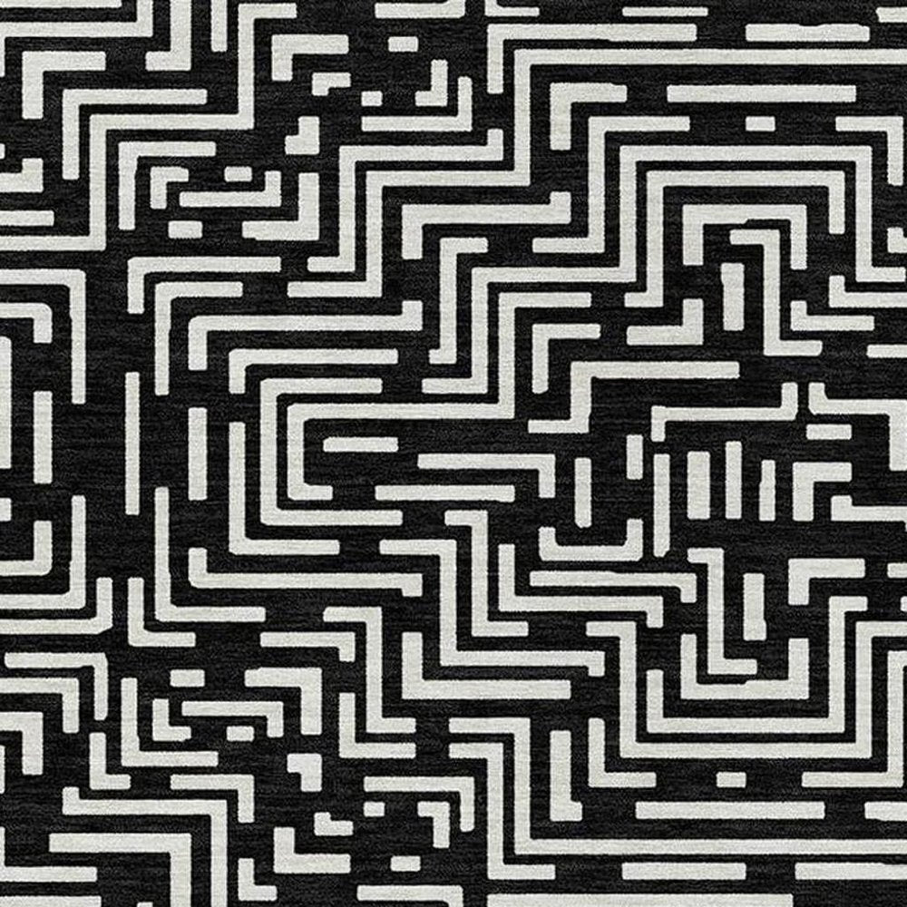 10' X 14' Black And Silver Geometric Washable Indoor Outdoor Area Rug HomeRoots
