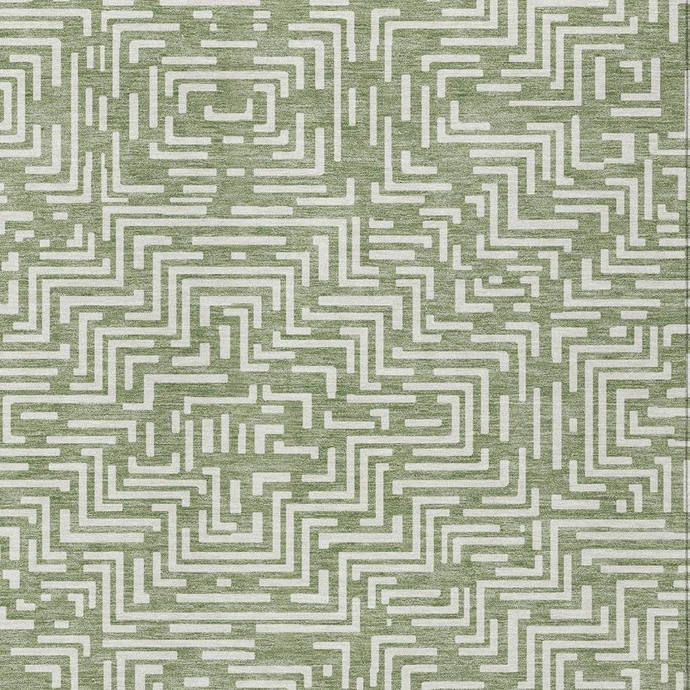 10' X 14' Fern Green And Copper Geometric Washable Indoor Outdoor Area Rug HomeRoots