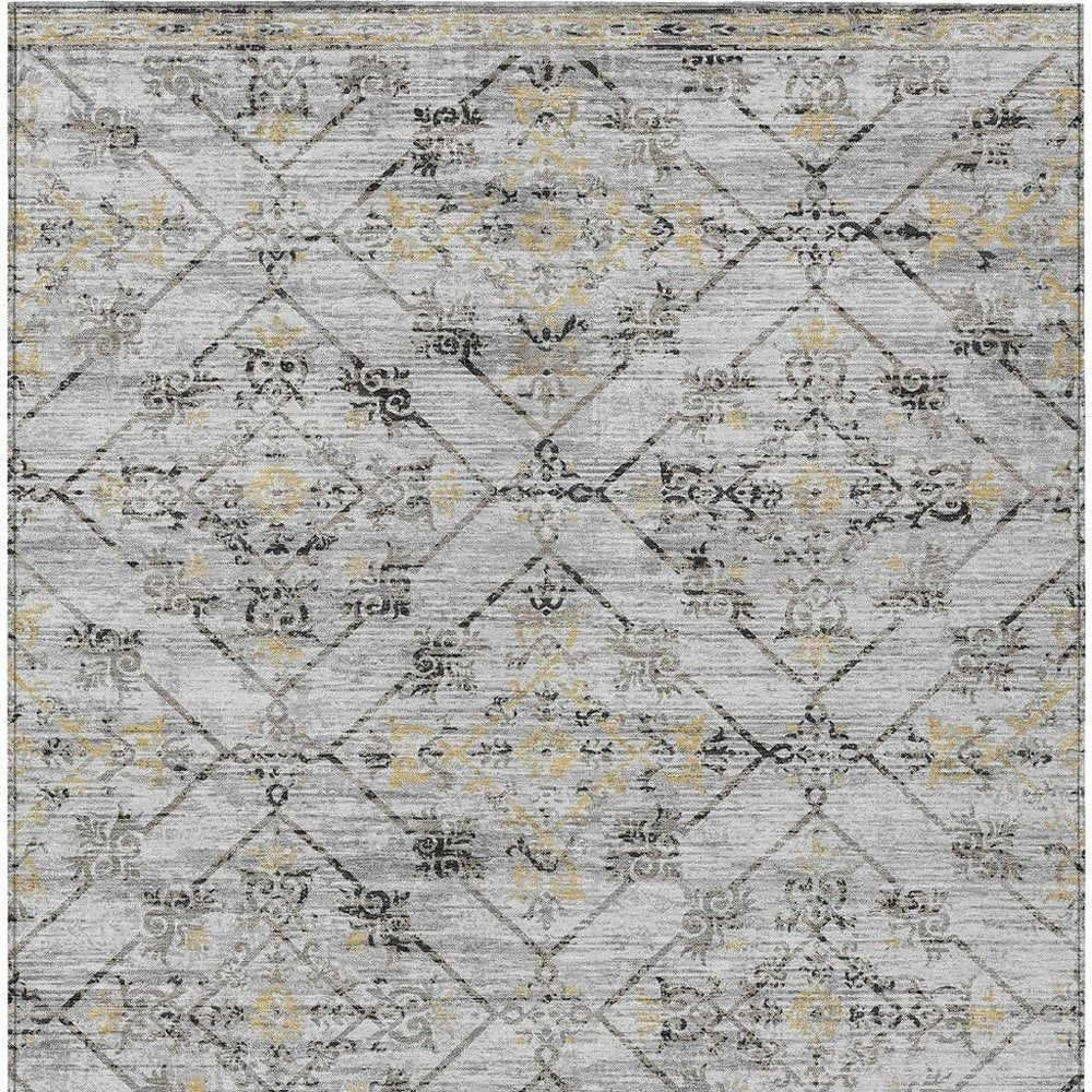 3' X 5' Silver And Ivory Geometric Washable Indoor Outdoor Area Rug HomeRoots