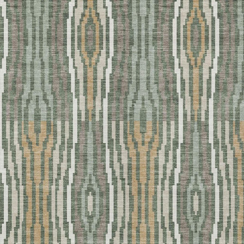 3' X 5' Green And Ivory Geometric Washable Indoor Outdoor Area Rug HomeRoots