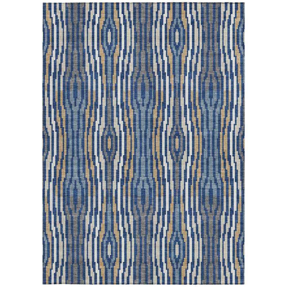 5' X 8' Blue And Denim Blue Abstract Washable Indoor Outdoor Area Rug HomeRoots