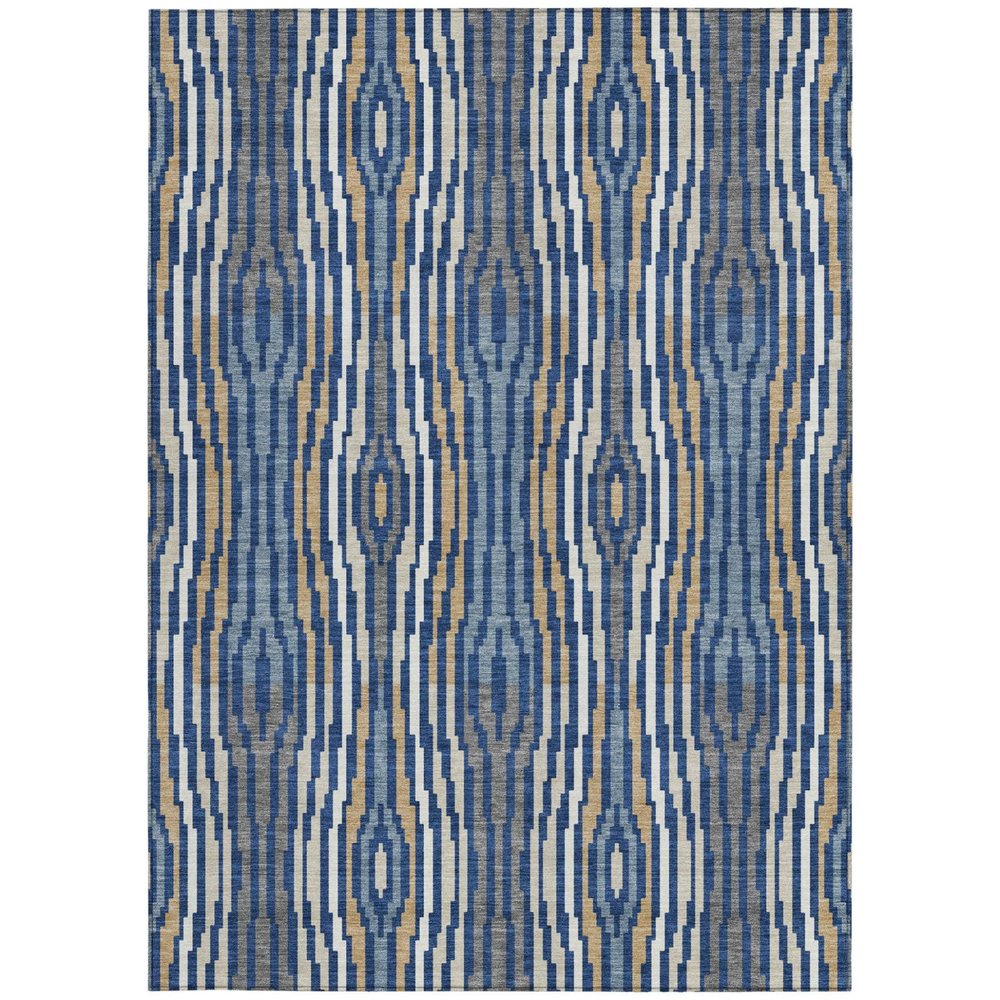 5' X 8' Blue And Denim Blue Abstract Washable Indoor Outdoor Area Rug HomeRoots