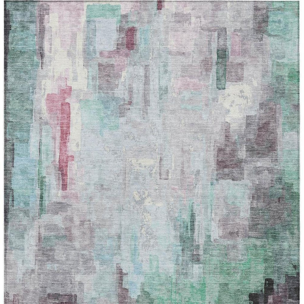 5' X 8' Sky Blue And Mauve Abstract Washable Indoor Outdoor Area Rug HomeRoots