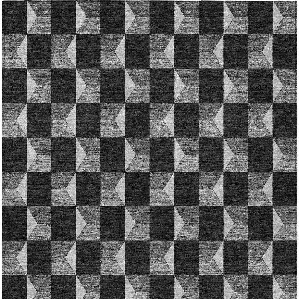 5' X 8' Black And Ivory Geometric Washable Indoor Outdoor Area Rug HomeRoots