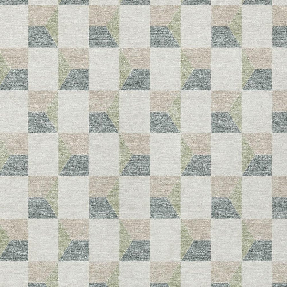 5' X 8' Green And Teal Blue Geometric Washable Indoor Outdoor Area Rug HomeRoots