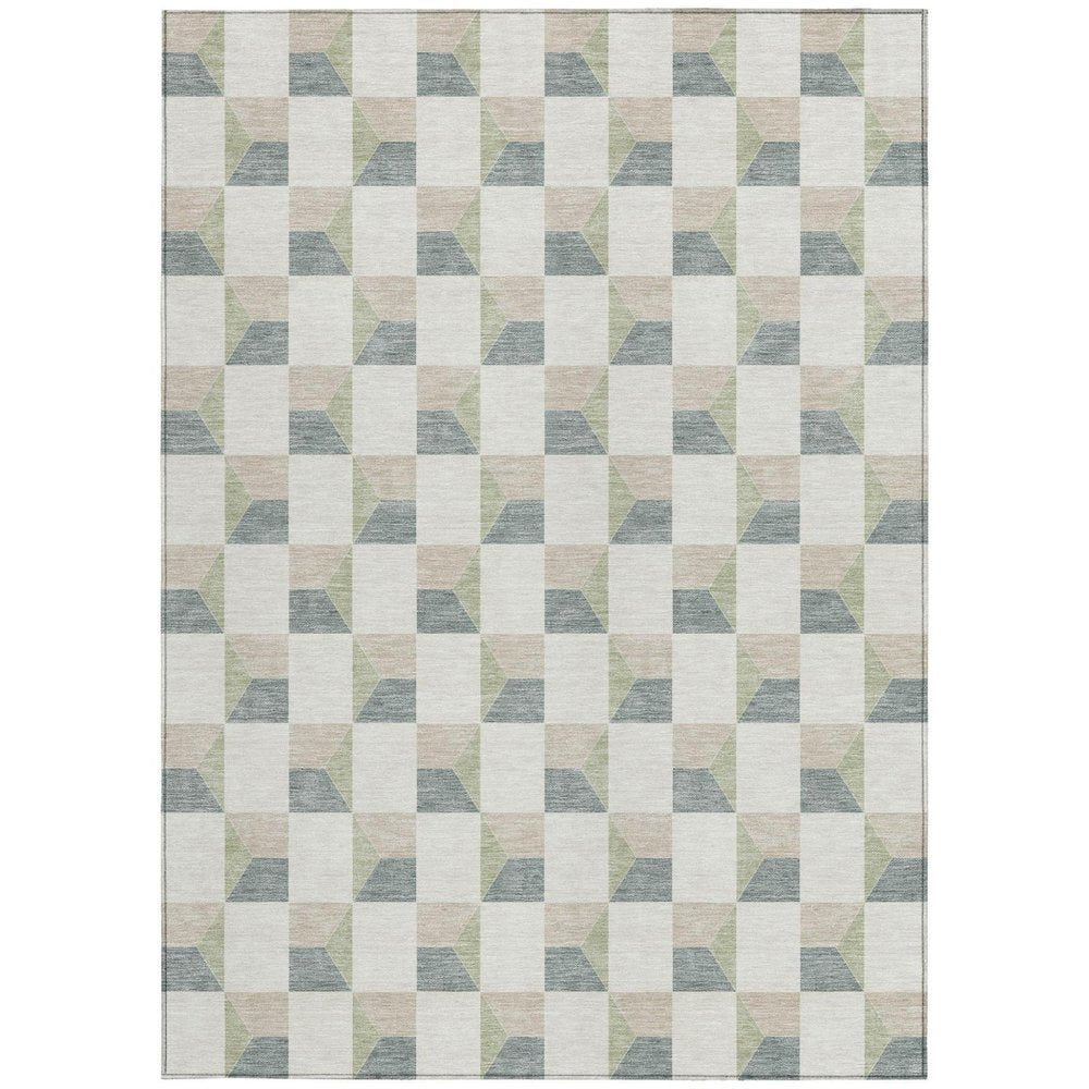8' X 10' Green And Teal Blue Geometric Washable Indoor Outdoor Area Rug HomeRoots
