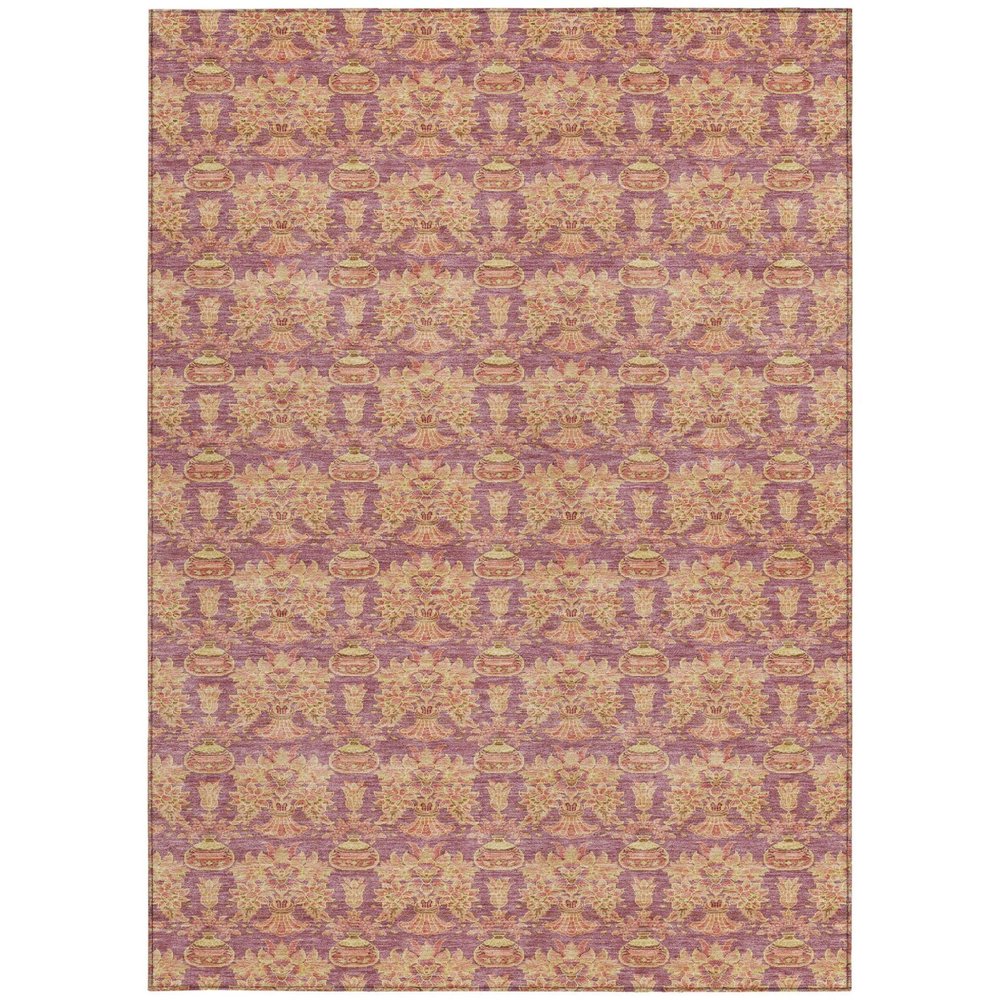 3' X 5' Mauve And Taupe Floral Washable Indoor Outdoor Area Rug HomeRoots