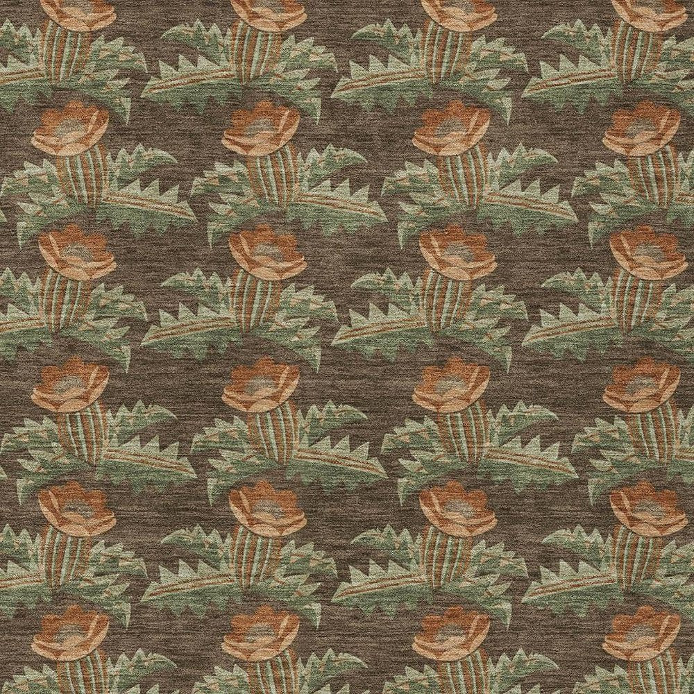 3' X 5' Chocolate And Graphite Floral Washable Indoor Outdoor Area Rug HomeRoots