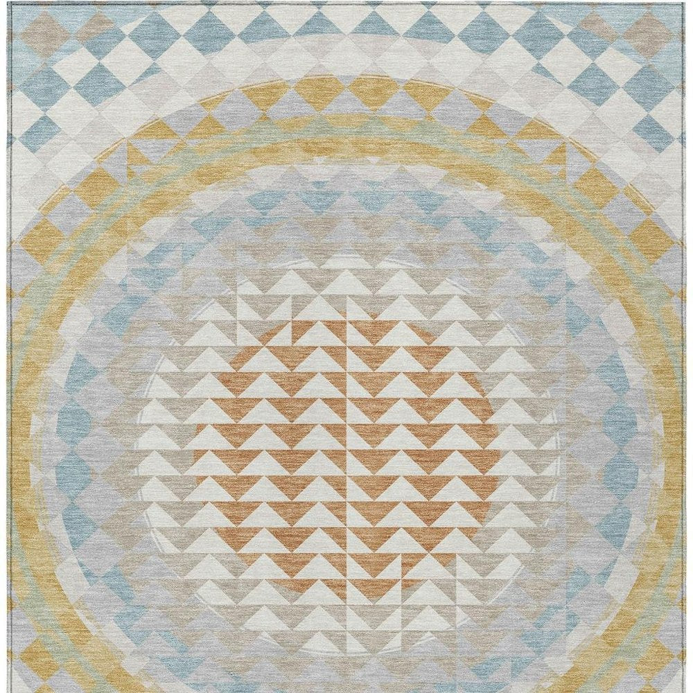 10' X 14' Ivory And Plum Geometric Washable Indoor Outdoor Area Rug HomeRoots