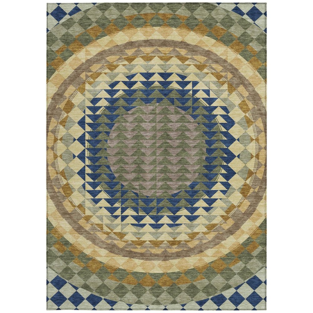 10' X 14' Olive Green And Rust Geometric Washable Indoor Outdoor Area Rug HomeRoots