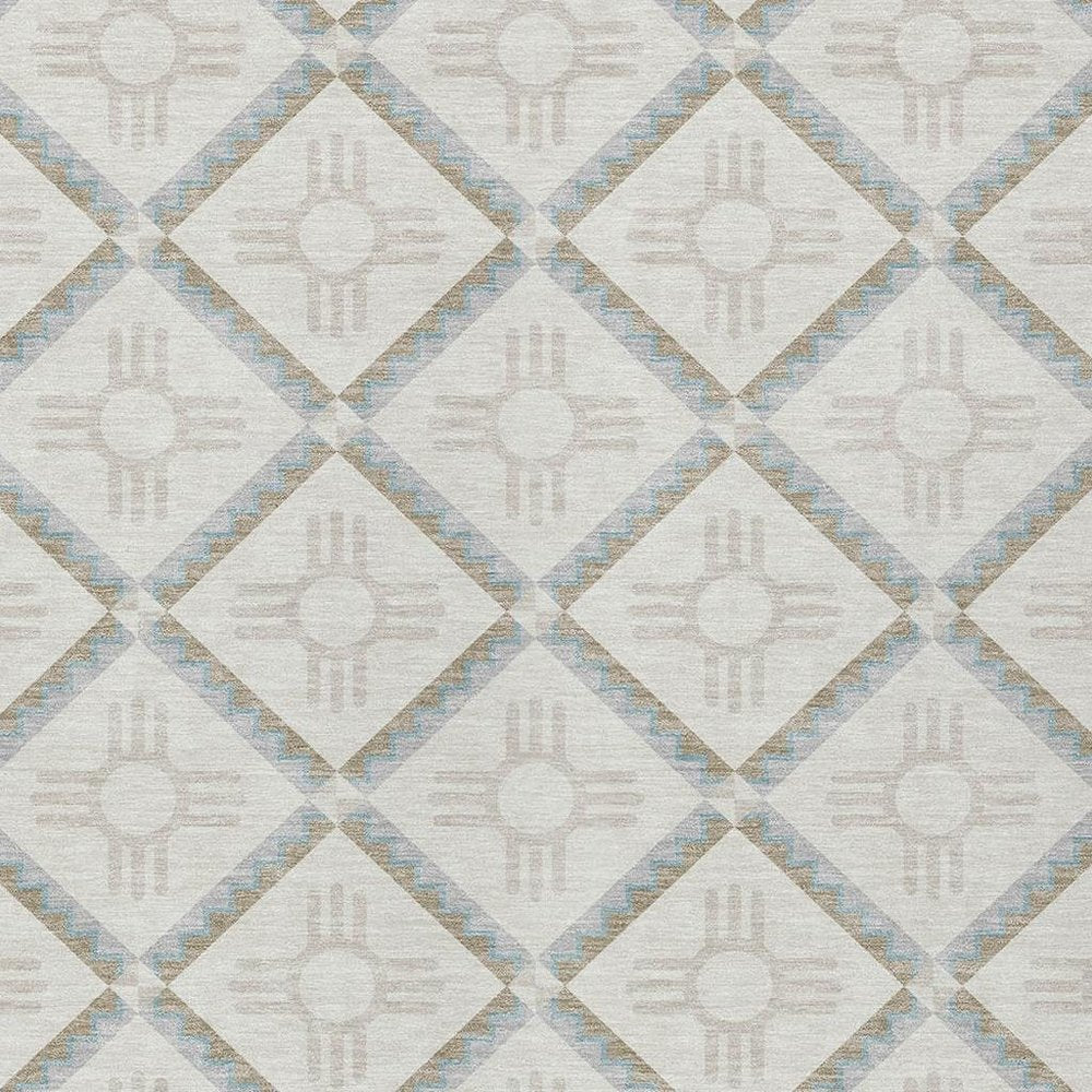 9' X 12' Ivory And Linen Geometric Washable Indoor Outdoor Area Rug HomeRoots