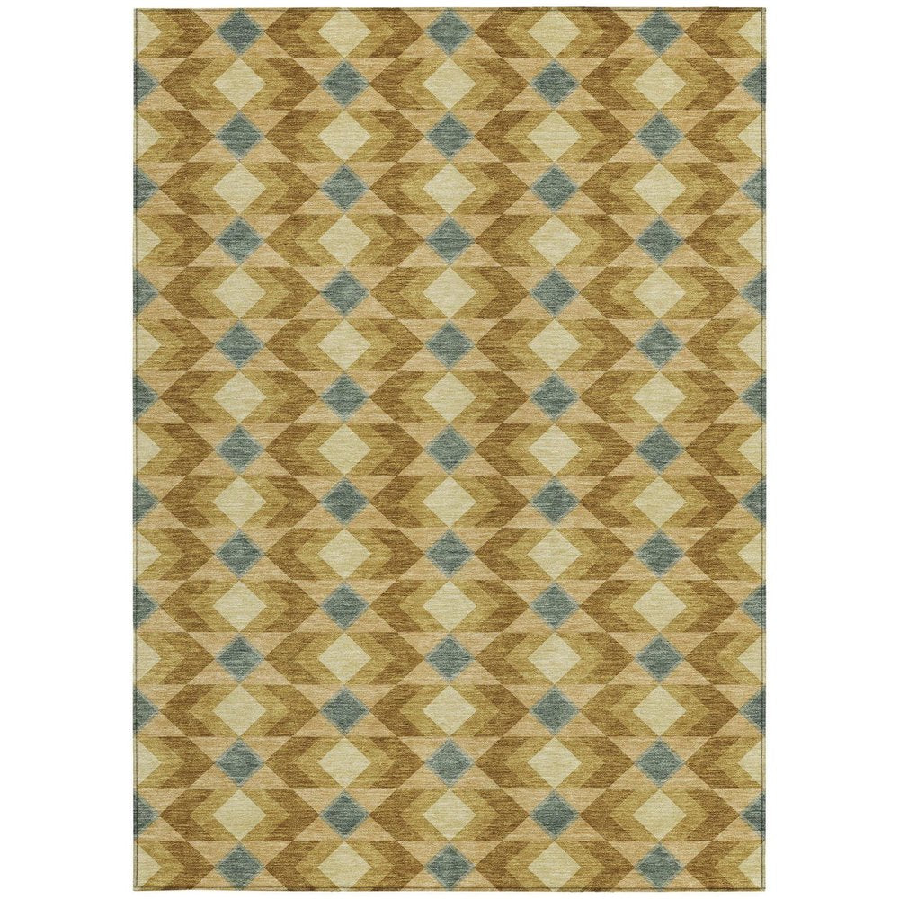 3' X 5' Walnut And Brown Geometric Washable Indoor Outdoor Area Rug HomeRoots
