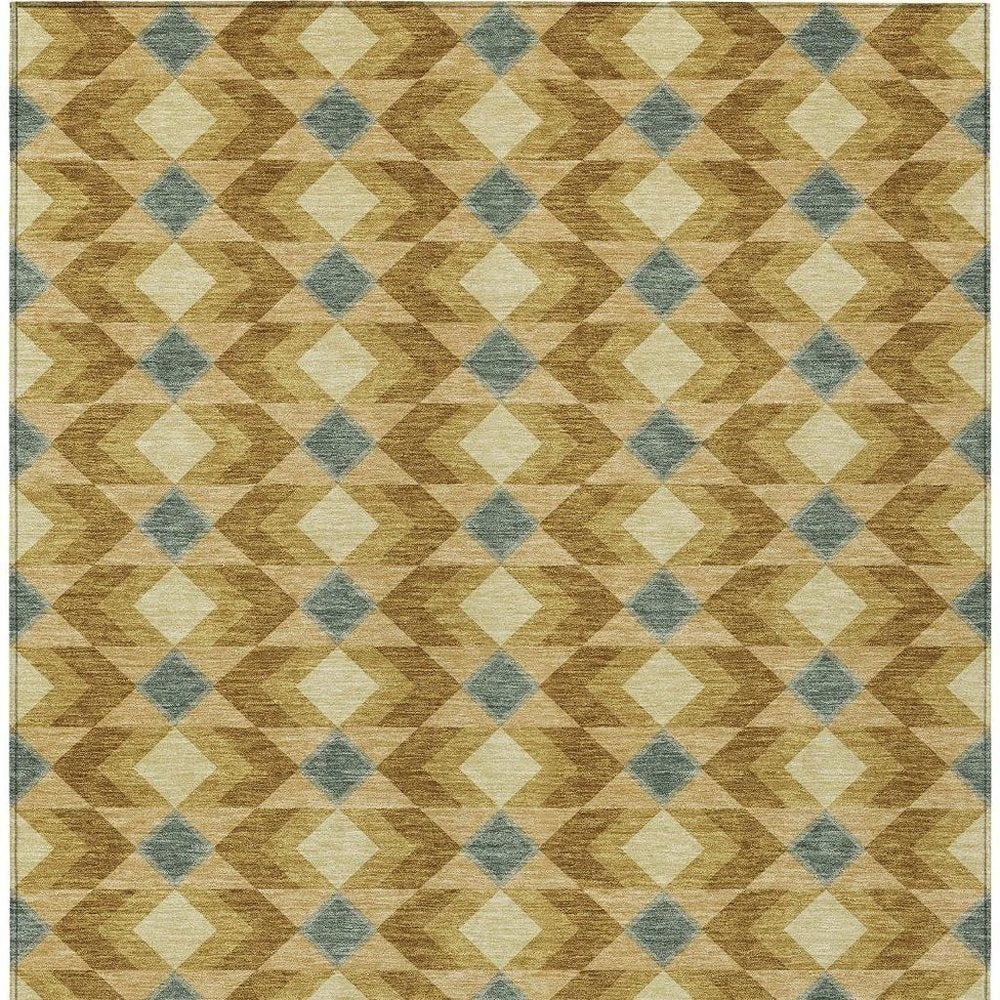 10' X 14' Walnut And Brown Geometric Washable Indoor Outdoor Area Rug HomeRoots