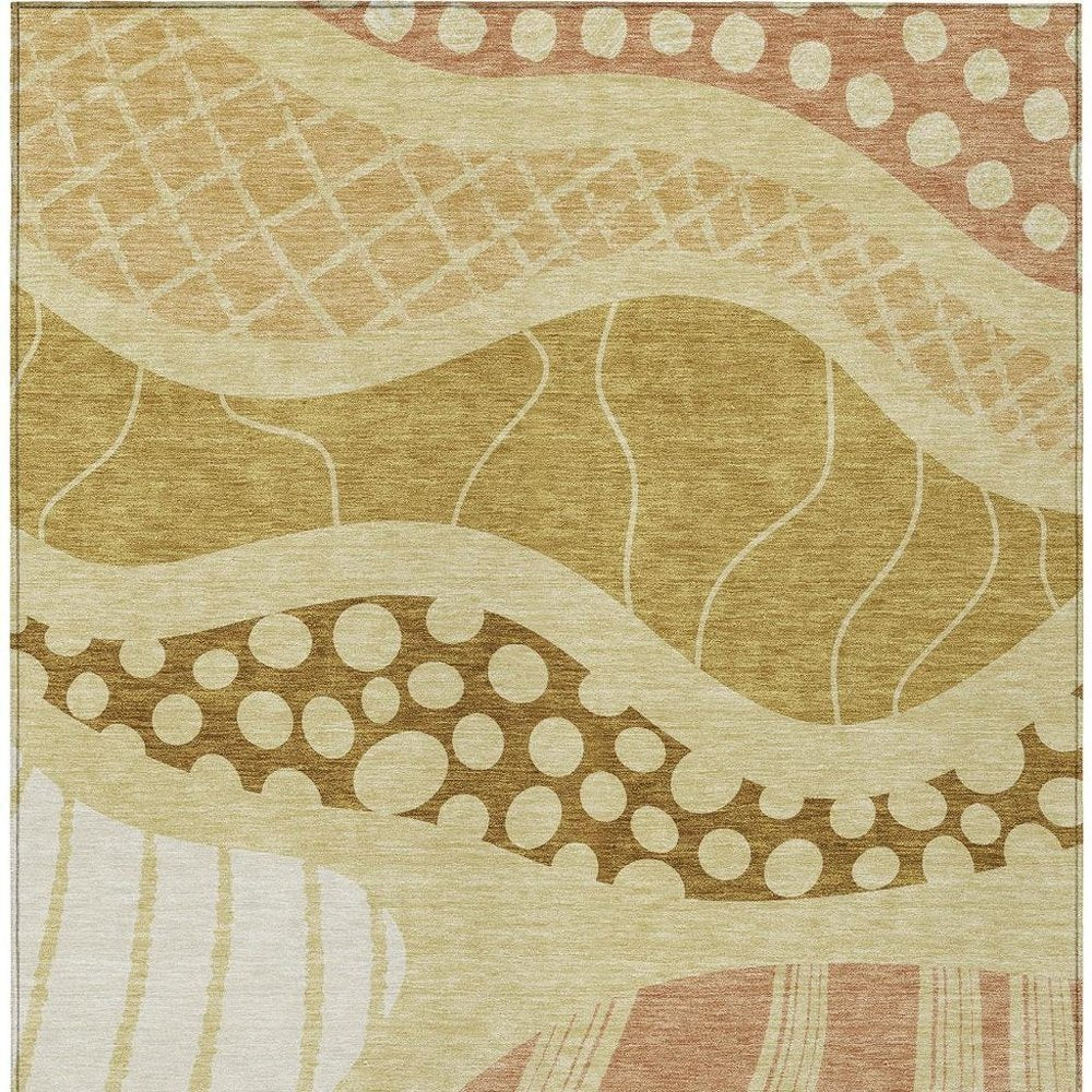 9' X 12' Wheat And Graphite Abstract Washable Indoor Outdoor Area Rug HomeRoots